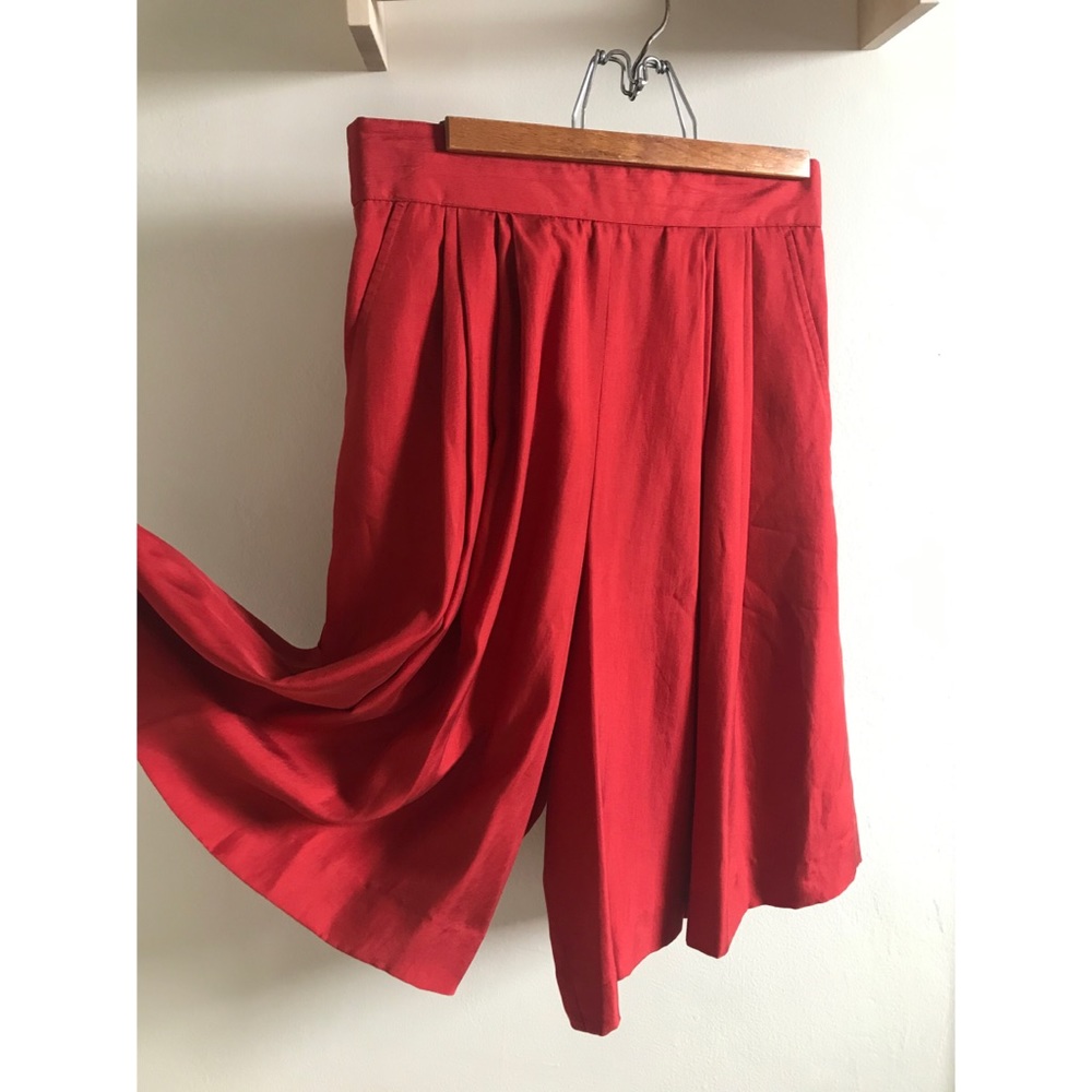 Vintage Silk High Waist Red Shorts - Medium